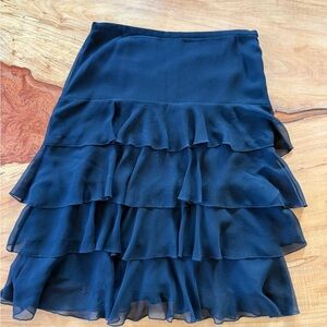 BCBGMaxAzria Black Tiered Ruffle Silk Skirt - Vintage!